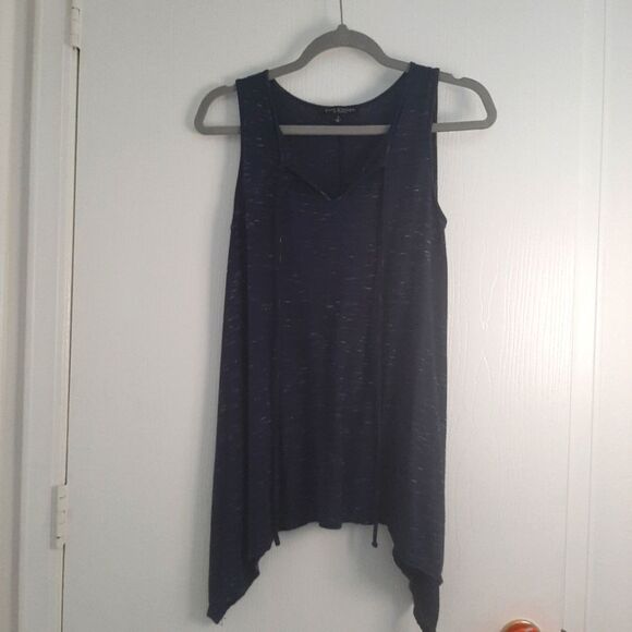 Green Envelope Navy Blue Long Lined Tank Top Small - Picture 2 of 8